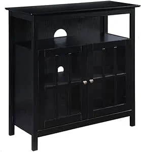 Convenience Concepts Big Sur Highboy TV Stand with Storage Cabinets, Black