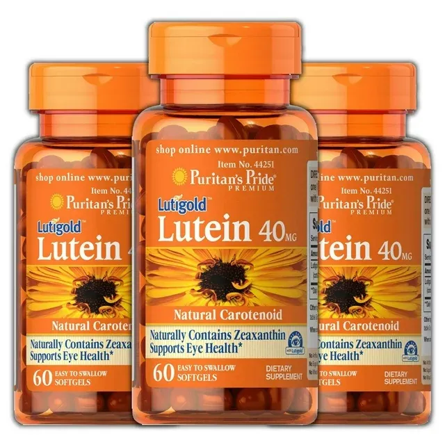 Puritan's Pride Lutigold Lutein 40mg Zeaxanthin 1600 mcg 60 Softgels 3 Pack