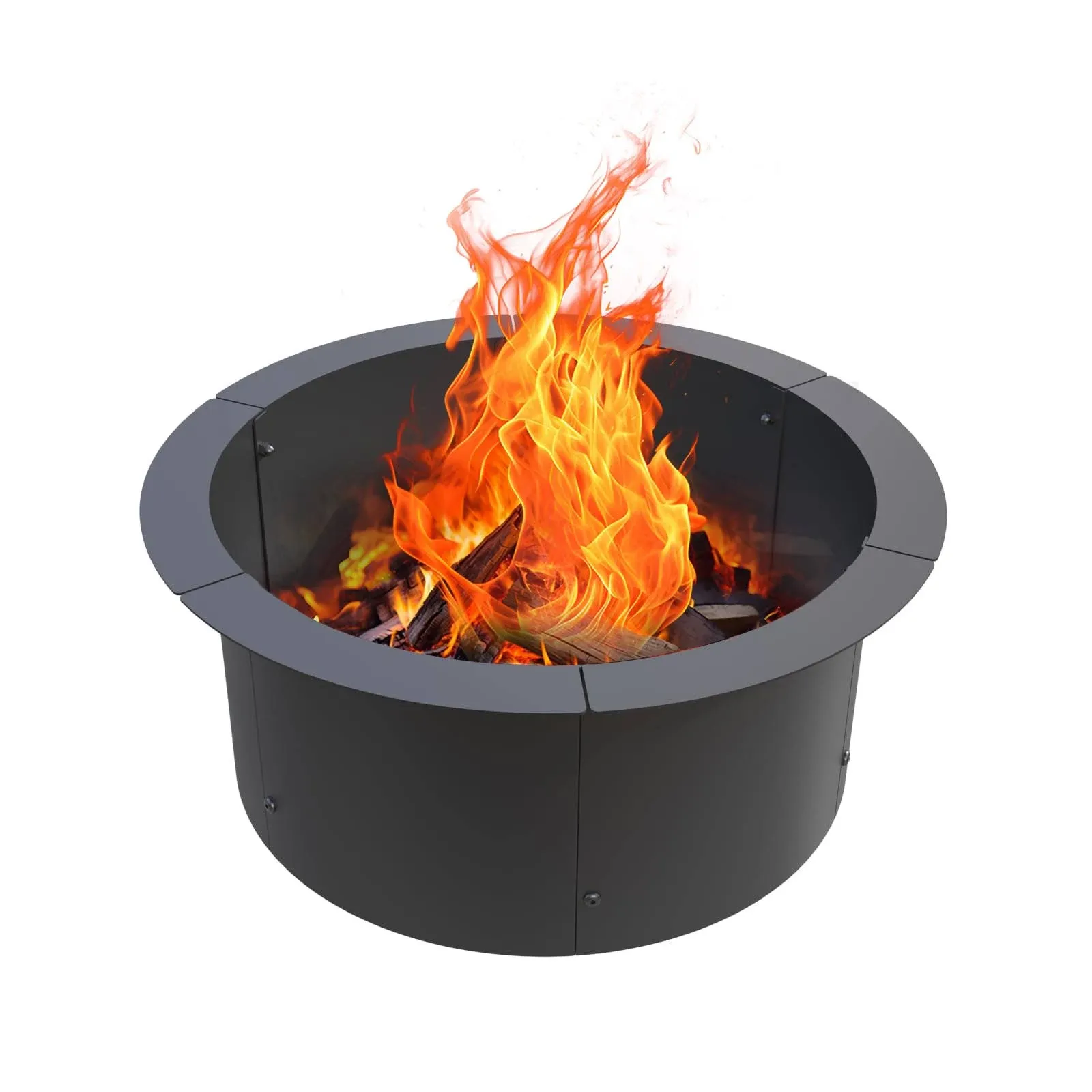 GJWCVL Fire Pit Ring Outdoor Wood Burning Fire Pit Liner Camping Fire Ring Steel Firepit Ring Heavy Duty Campfire Ring Above or