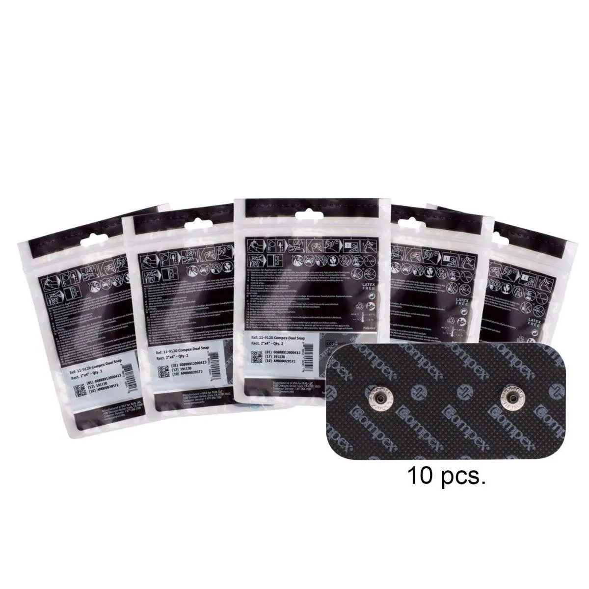 Compex Easy Snap Electrodes 2 x 4 Inch for Edge, Performance, Sport Elite, Wi...