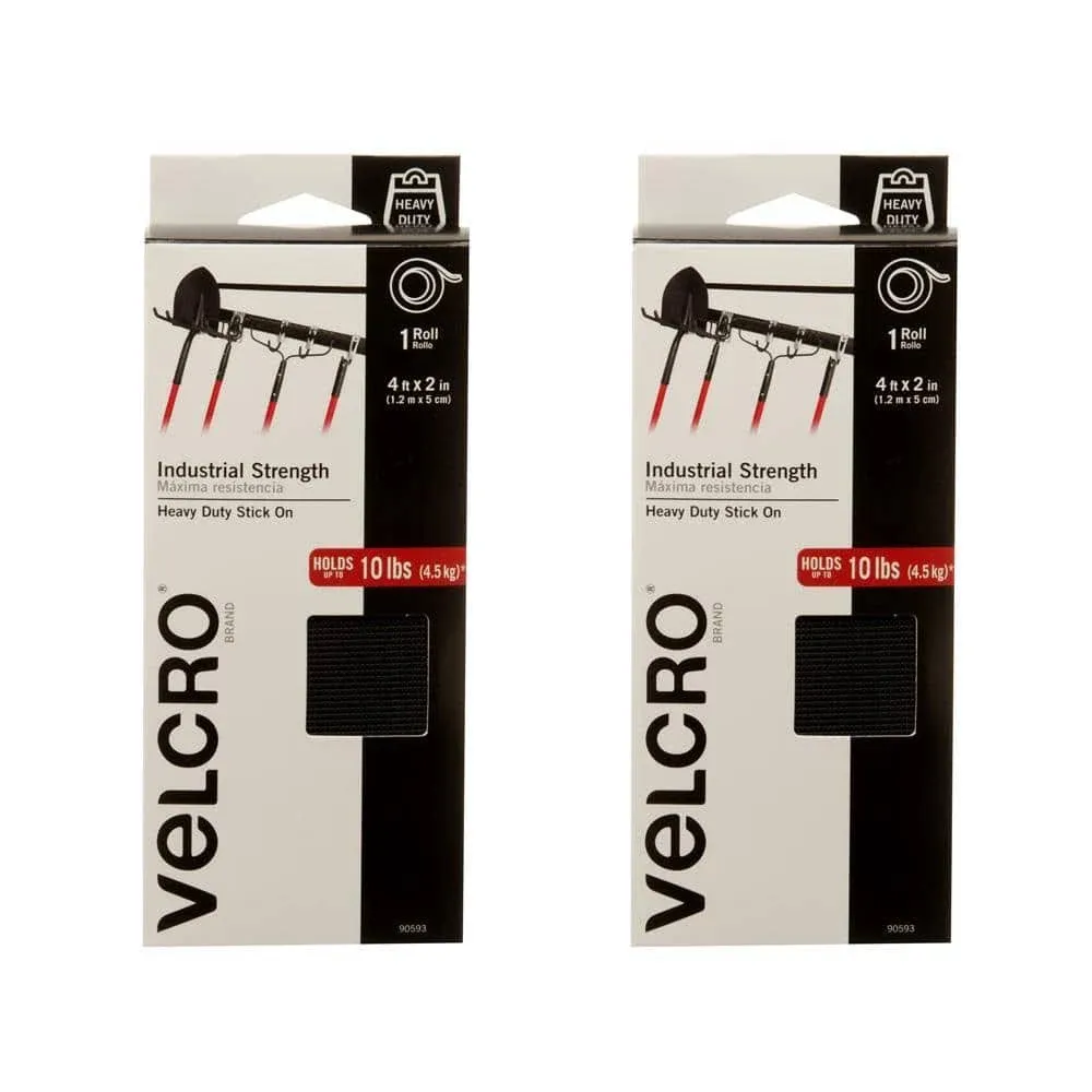 Velcro Industrial Strength Fastener Tape, 2" x 1.33 yds., Black, 2/Pack (2PK-90593) | Staples