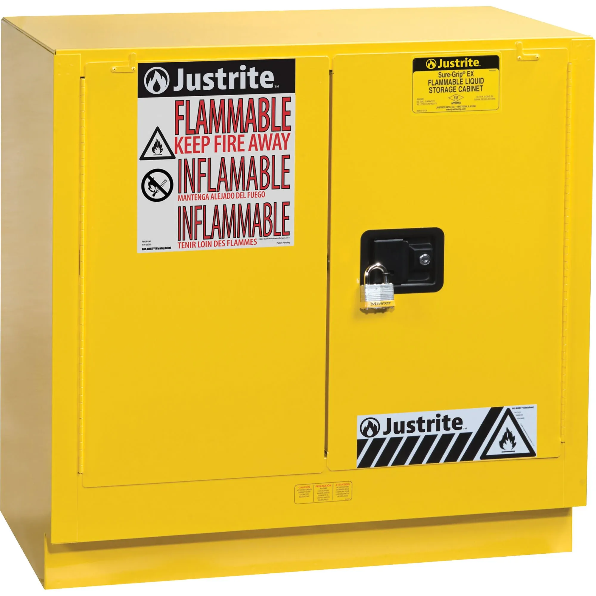 Justrite 892300 Flammable Safety Cabinet, 22 gal, Yellow