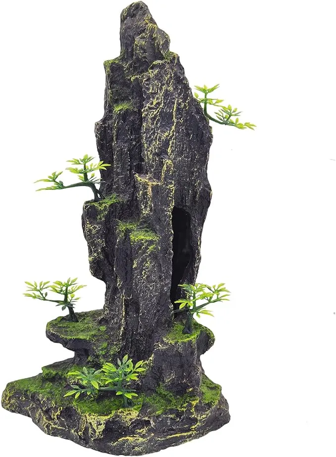 Aquarium Ornament - Mountain View Stone Tree Rock Cave Large Fish Tank Decorations