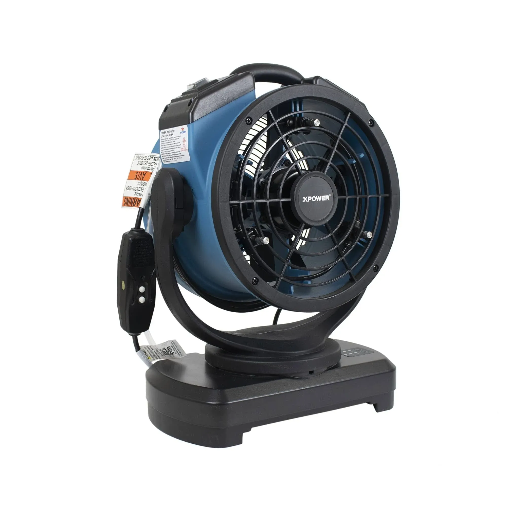 XPOWER FM-68W Multipurpose Oscillating Portable 3-Speed Outdoor Cooling Misting Fan with Built-