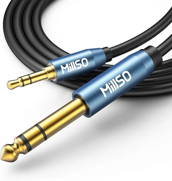 MillSO 3.5mm to 6.35mm Headphone Adapter Jack 1/4 inch to 1/8 inch TRS Stereo Audio Jack Aux Adapter Compatible for Home Audio, Amplifiers, Piano, HO