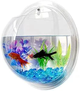 23cm Transparent Wall Mounted Fish Bowl Hanging Aquarium Fish Tank Home Decor Creative Wall Bubble Tank Betta Fish Water Plants