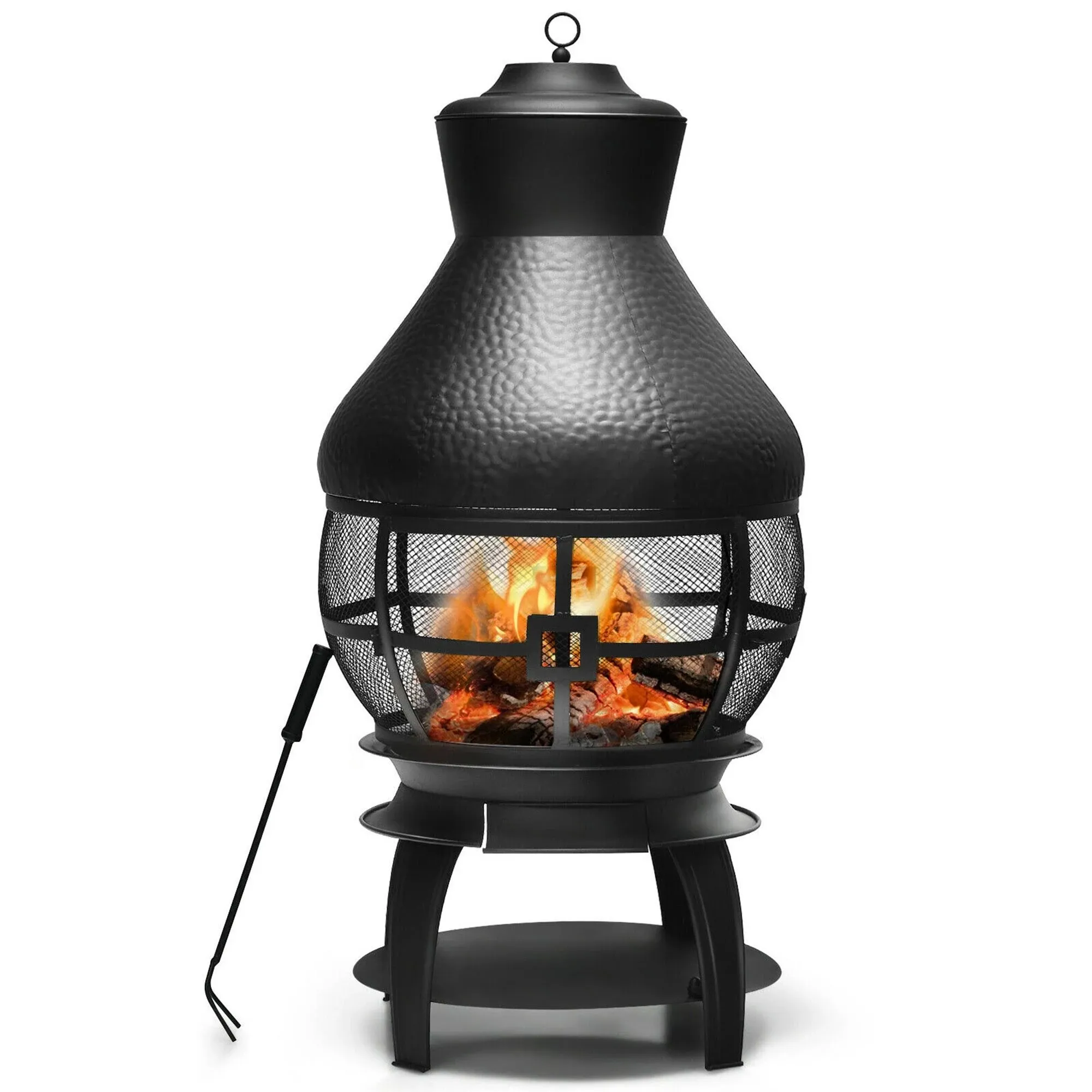 Gymax Patio Fire Pit Chimenea Fireplace Wood Burning Heater Garden Backyard