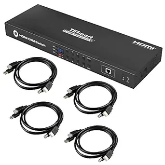 TESmart 8 Port HDMI KVM Switch 4K @ 30Hz with Standard USB 2.0, IR Remote Control | RS232 | LAN Port | Auto-Scan, Etc with Rack