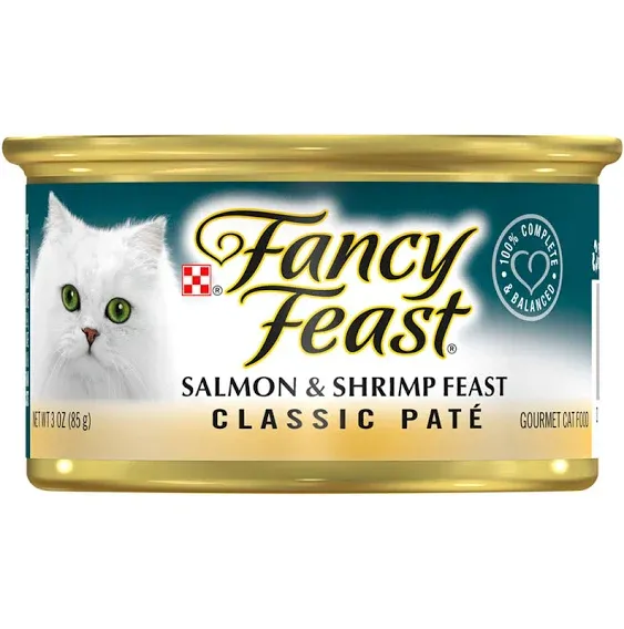 Purina Fancy Feast Classic Salmon & Shrimp Feast Wet Cat Food, 3 oz. Cans (24 Pack)