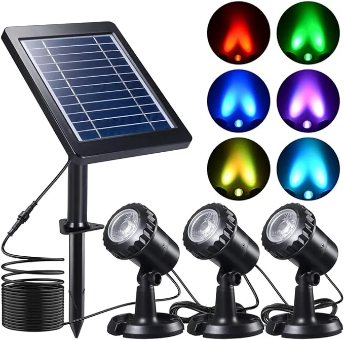 PChero Submersible Solar Pond Light, RGB LED Landscape Spotlights IP68 Underw...