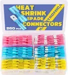 haisstronica 260PCS Heat Shrink Spade Connectors-Electrical Wire Connectors-Quick Disconnect Connectors -Female and Male Spade terminlas for Watercraft,Electronics,Automotive Crimp Connectors