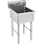 HALLY Commercial Stainless Steel Sink 1 Compartment NSF Prep & Utility Sink with 8" Faucet 18" L x 18" W x 12" D Bowl for Bar, Restaurant, Kitchen, Hotel and Home