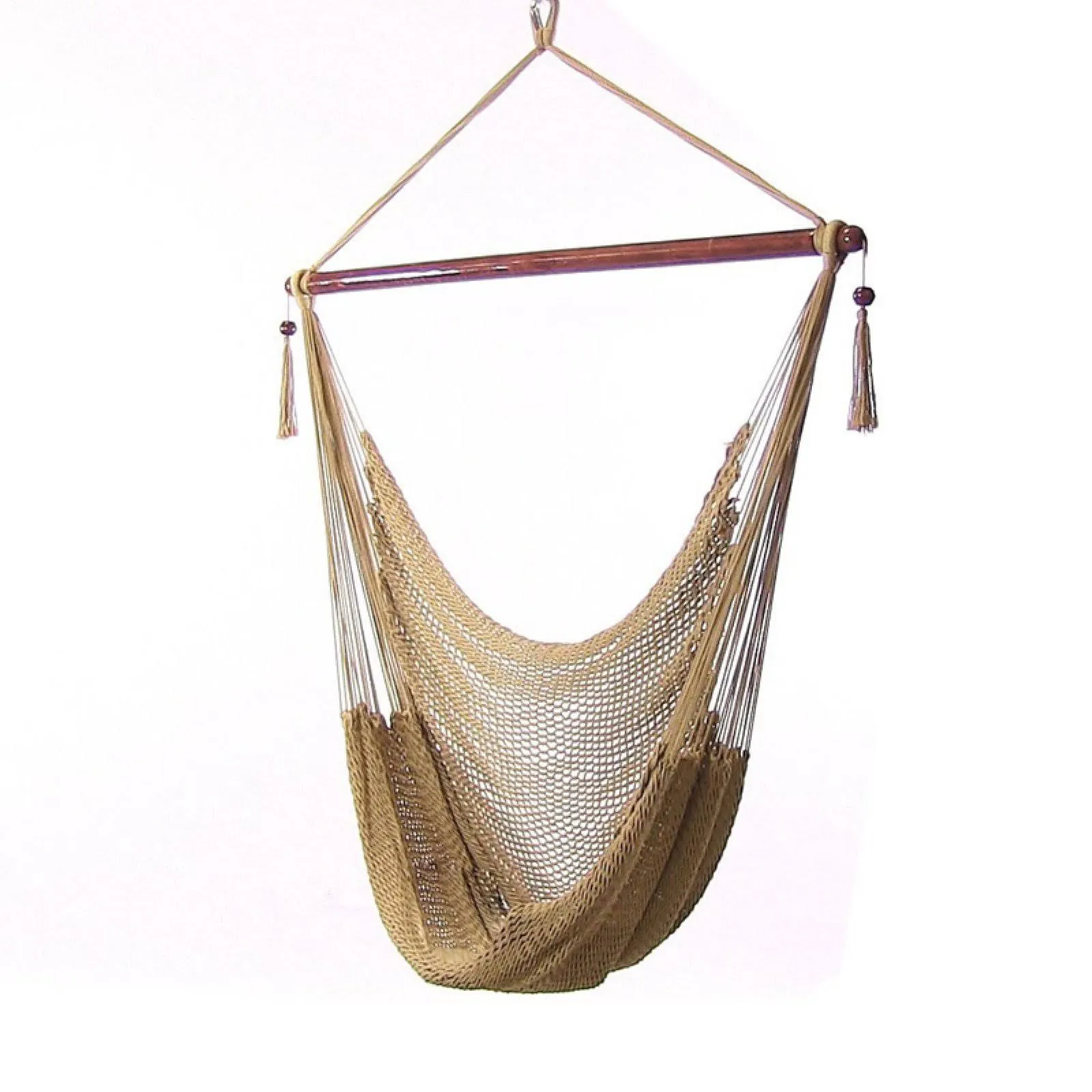 Sunnydaze Caribbean Style Extra Large Hanging Rope Hammock Chair - Tan