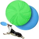 Nobleza 2 Pack Dog Flying Disc, Flexible Floatable Dog Disc Toy for Long-Distance Flies and Floats, Lightweight Soft Flying Discs Toy for Small Medium Large Dogs to Fetch & Catch, Blue & Green