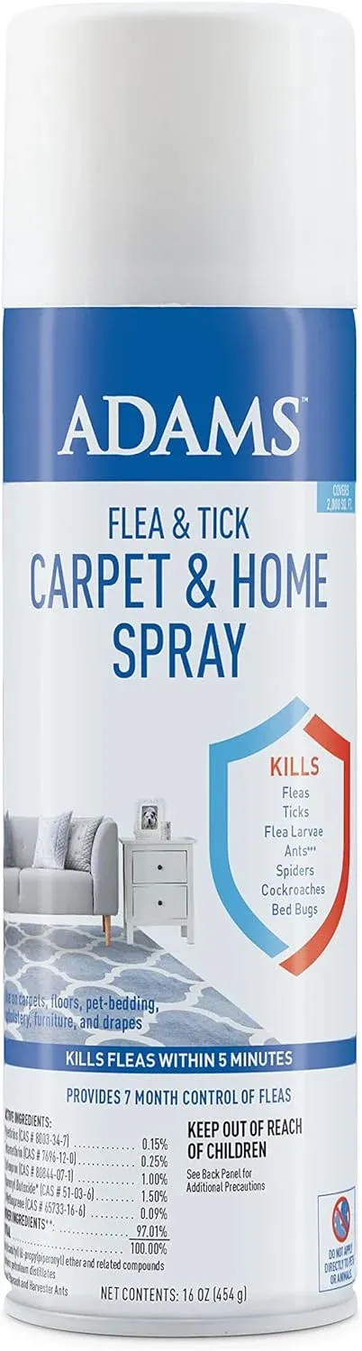 Adams Flea & Tick Carpet & Home Spray for Houses With Cats and Dogs, 16 Ounce Can