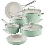 KitchenAid Hard Anodized Ceramic Nonstick 10-Piece Cookware Set - Pistachio