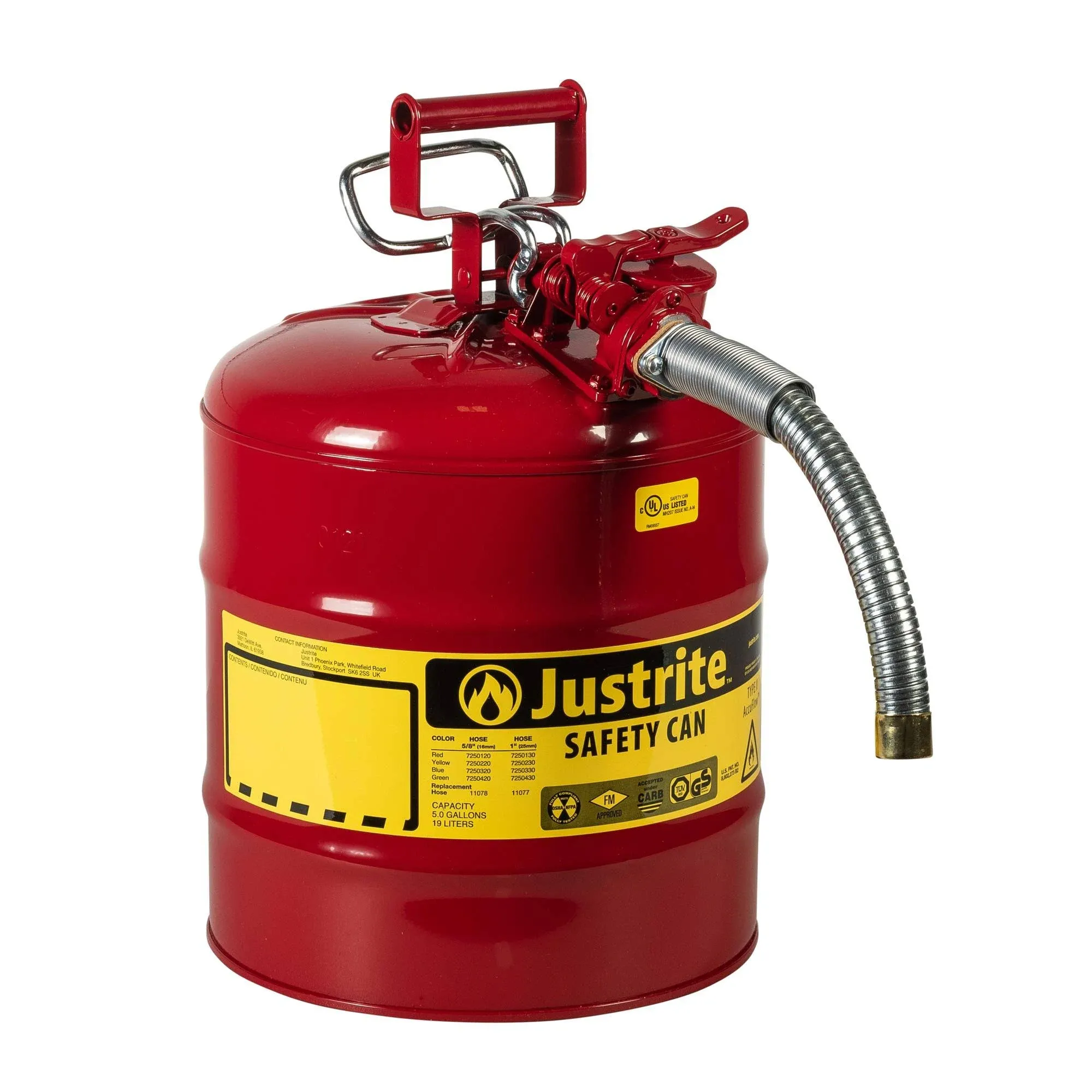 Justrite Safety Can 5 Gal Type II Red