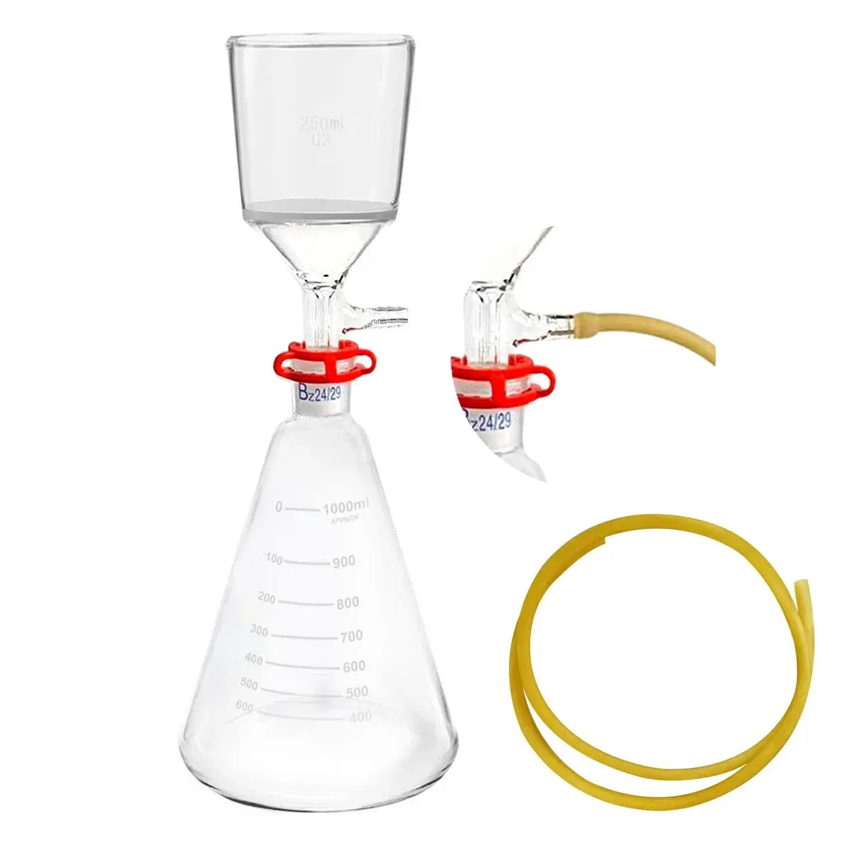 Feleolibe Buchner Funnel Filter Flask Set ,Laboratory High Borosilicate Glass Vacuum Filter with 1000ml Filter Bottle and 250ml Buchner Funnel