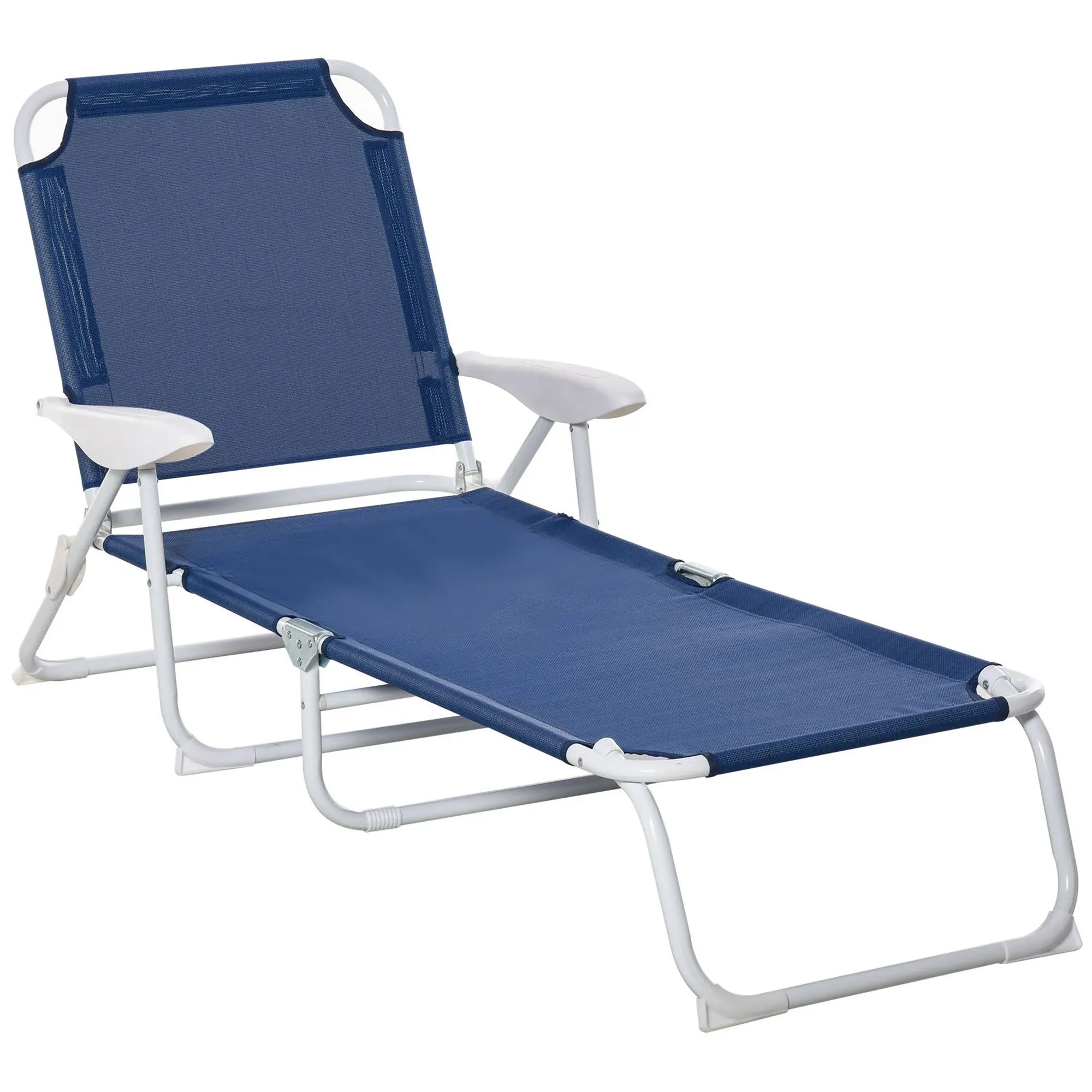 Outsunny Blue Casual Fabric Folding Outdoor Chaise Lounge