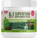 Ruji Naturals 6 in 1 Superfood Dog Supplement with Organic Moringa | Treats for Immune System and Overall Health | Pets All Natural Multivitamins - 90 Chews