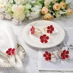 Napkin Rings Set of 6 Flowers Napkin Ring Holders Dinner Tables Rings Elegant...