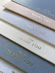 RUN2PRINT (36 Pack) Thank You Cards with Envelopes & Foil Stickers - Elegant Dusty Blue Emboss Gold Foil Pressed - Blank Notes Wedding, Bridal, Baby