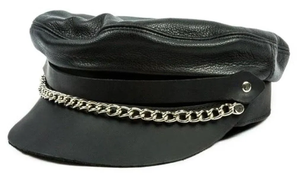 Mascorro Men's Flat Top Biker Cap with Chain