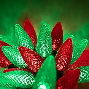 Wintergreen Lighting C9 Red and Green Christmas Lights Set of 24, 16.3 Ft, LED String Lights C9 Christmas Lights Red-Green Indoor-Outdoor LED