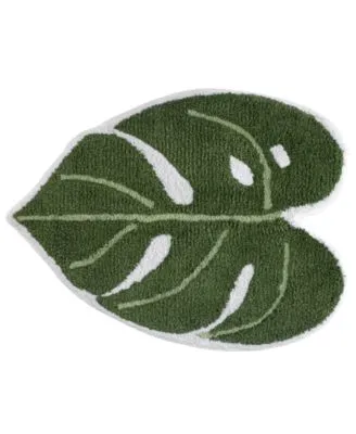 Viva Palm Leaf Shaped Cotton Bath Rug, 25" x 34"