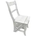 Antique Folding Library Ladder Chair in White