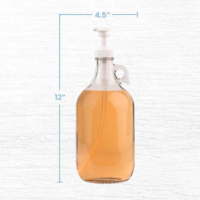 Half Gallon Glass Pump Dispenser Bottle Large Jug with Pump for Laund