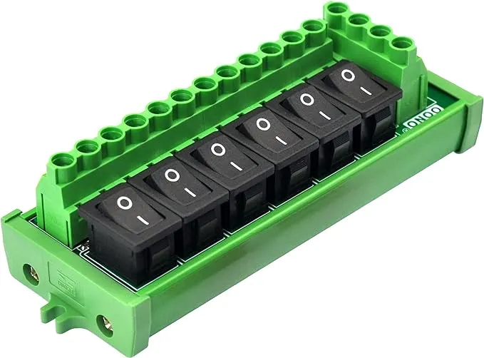 Screw Mount 6 Channel Rocker Switch DC Power Distribution Strip Module