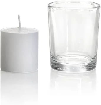 Yummi Set of 72 10hr Votive Candles & Glass Votive Holders, Clear