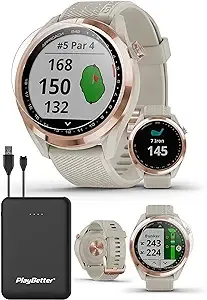 "PlayBetter Garmin Approach S42 Women\\'s Golf GPS Watch Rose Gold/Light Sand"