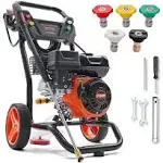 Bentism 3600 psi 2.6 GPM Gas Pressure Washer with 26 ft High Pressure Hose 5 Nozzles Gas Powered Washer