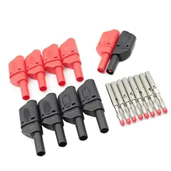 10Pcs Red/Black Fully Insulated Safety 4mm Male Stackable Banana Plug Connector