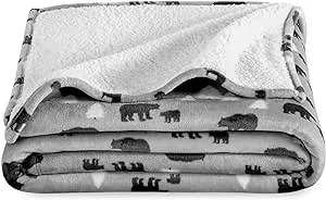 Bare Home Fleece Sherpa Blanket, Throw - Kodiak