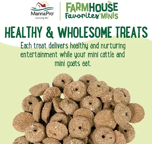 Manna Pro Farmhouse Favorites Mini Goat & Cattle Treats – Premium Baked Snacks for Mini Goats & Mini Cattle – Hand Mixed – Alfalfa & Molasses Flavored – 3lb Bag