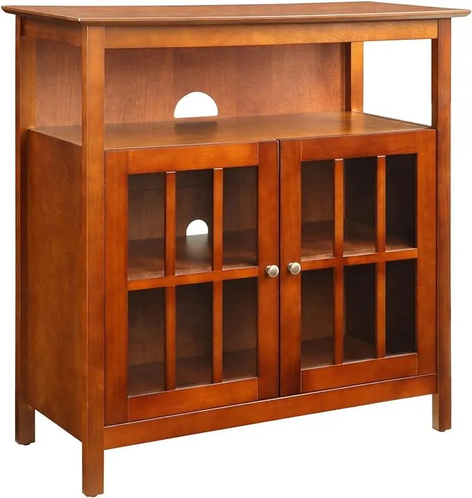 Convenience Concepts Big Sur Highboy TV Stand with Storage Cabinets Home_Furniture_and_Decor, Cherry