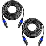 2Pcs 10 Feet Professional Speakon to Speakon Cables Wire Speaker Audio Amplifier Cord 7mm with Twist Lock