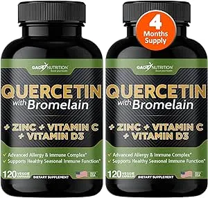 Quercetin with Vitamin C and Zinc - Quercetin 500mg - Quercetin with Bromelain - Zinc Quercetin - 240 Veggie Caps. Quercetin Supplements + Vitamin D3