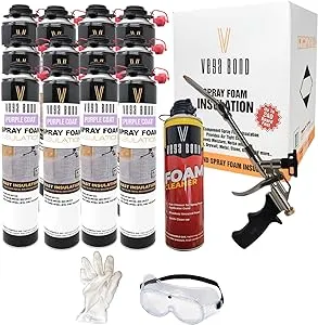 Vega Bond Premium Single Component, Self Expanding, Purplecoat Closed Cell Insulation Spray Foam 29 oz, Acoustic Spray,20 Board Feet Coverage at 1 inch Thickness (1 Pack + Gun + Cleaner)