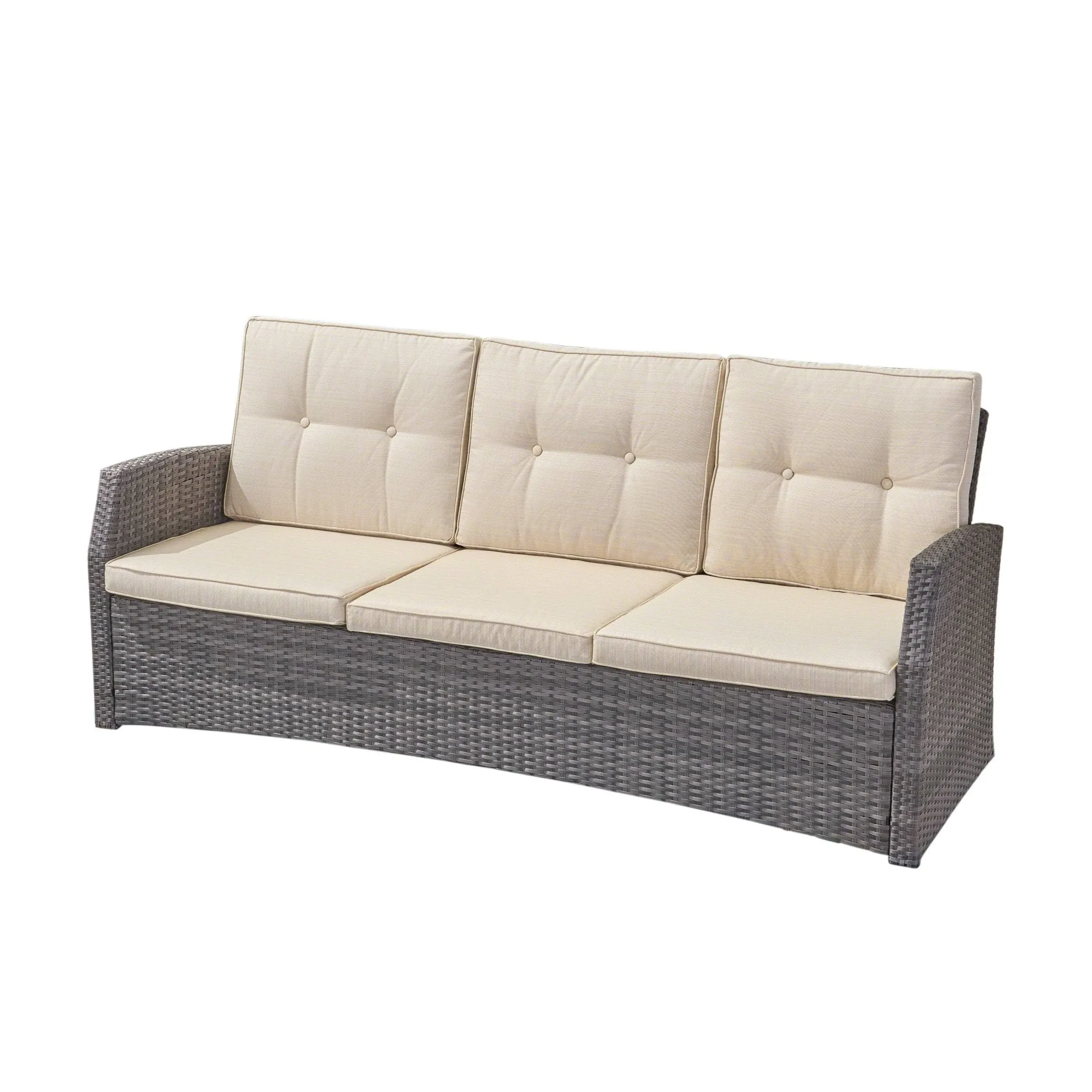 Sanger Outdoor 3 Seater Wicker Sofa by Christopher Knight Home