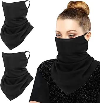 MoKo Scarf Mask Bandana with Ear Loops 3 Pack, Neck Gaiter Balaclava Dust UV Sun Protection Outdoors Face Mask for Women Men