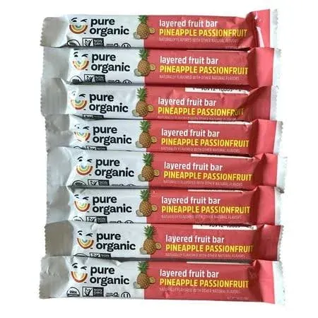 Pure Organic Layered Fruit Bars Pineapple Passionfruit 0.63 oz. Each Pack of 8