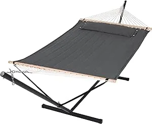 SUNCREAT 2 Person Hammock with Stand, Heavy Duty Portable Hammocks, 475 lbs Capacity, Dark Grey