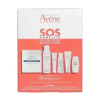 Eau Thermale Avène SOS COMPLETE Post-Procedure Recovery System. Comprehensive optimal post-procedure recovery care kit for compromised, hypersensitive skin.