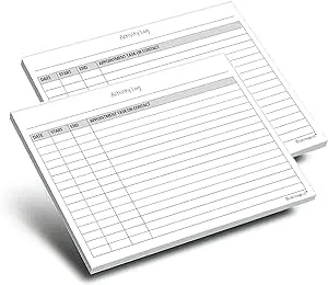 Activity Log Notepads(2 Pack, 50 Pages Each) Pad Planners to List A Task, Action or Contact. A Versatile Work Tool to Track Time & Office