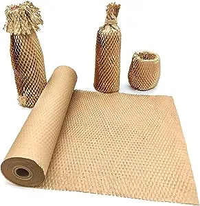 Honeycomb Packing Paper, 15" x 131' Packing Paper Substitute Alternative for Bubble Cushioning Wrap for Moving Shipping Packaging, Recyclable Moving Supplies Bubble Packing Wrap Protective Roll