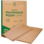 Comfy Package 100 Count] 16 x 24 inch Precut Baking Parchment Paper Sheets Unbleached Non-Stick Sheets for Baking & Cooking - Kraft